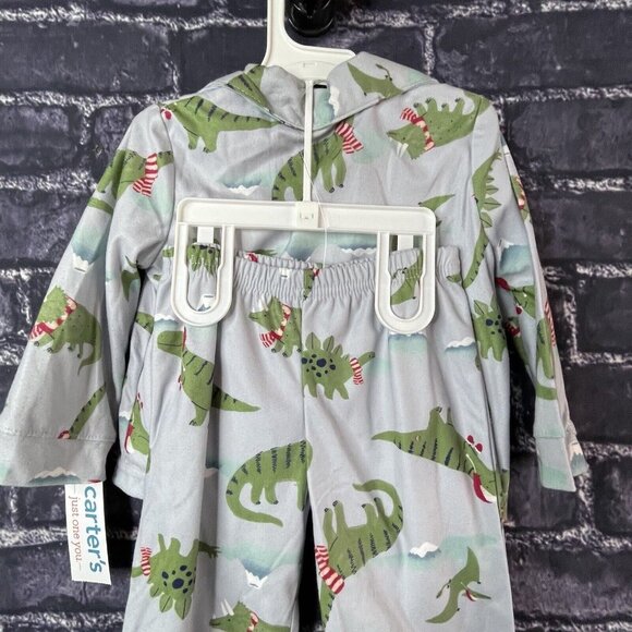 Carter's Just One You 12 Month Dinosaur Holiday Toddler 2-piece Pajama Set - Picture 9 of 11